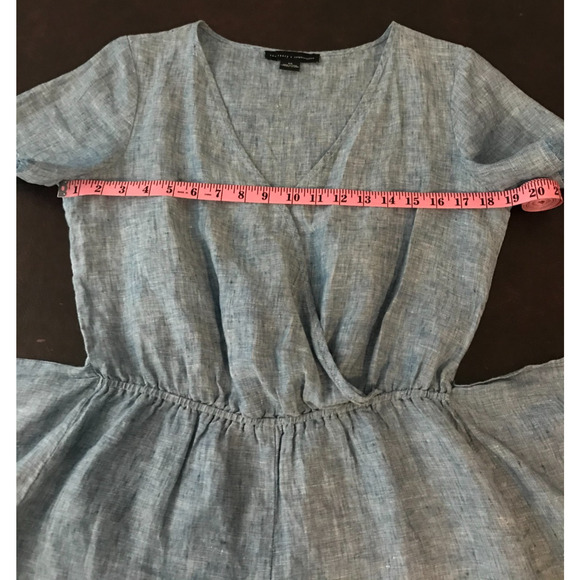 Anthropologie x Sanctuary Montana Linen Romper Faux Wrap Tie-Front - Extra Small - Picture 7 of 11